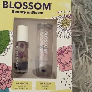 Cream and Purple Lip Balm & Gloss Set